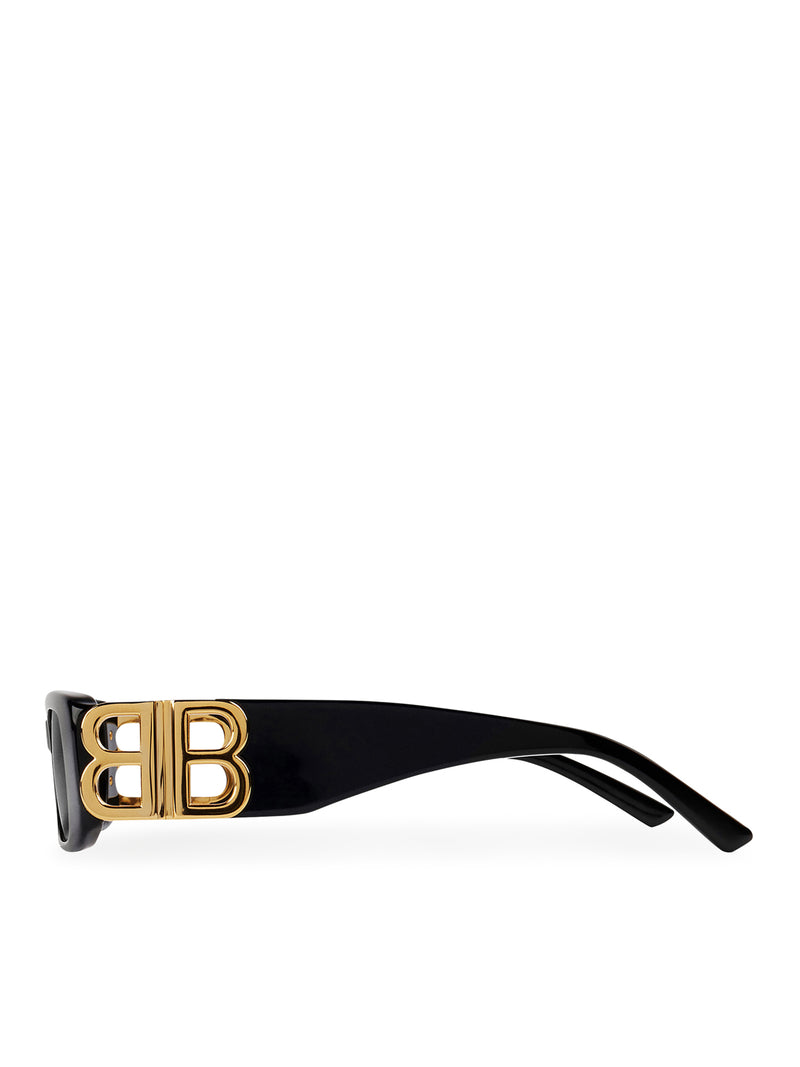 DYNASTY RECTANGLE SUNGLASSES IN BLACK ACETATE WITH GOLDEN FINISHES