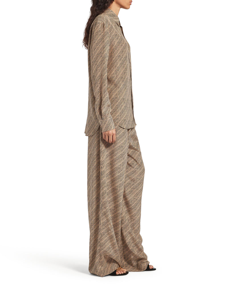 MONOGRAM PANTS IN BEIGE AND BLACK SILK CREPE