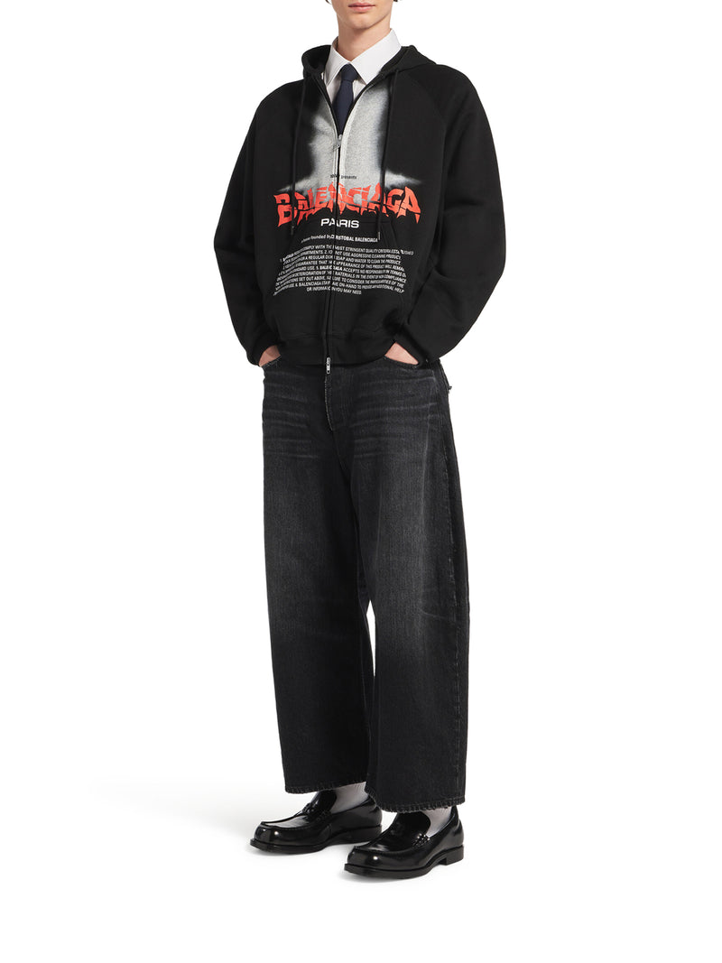 THE DOOR OVERSIZED ZIP SWEATSHIRT IN BLACK DRY FLEECE
