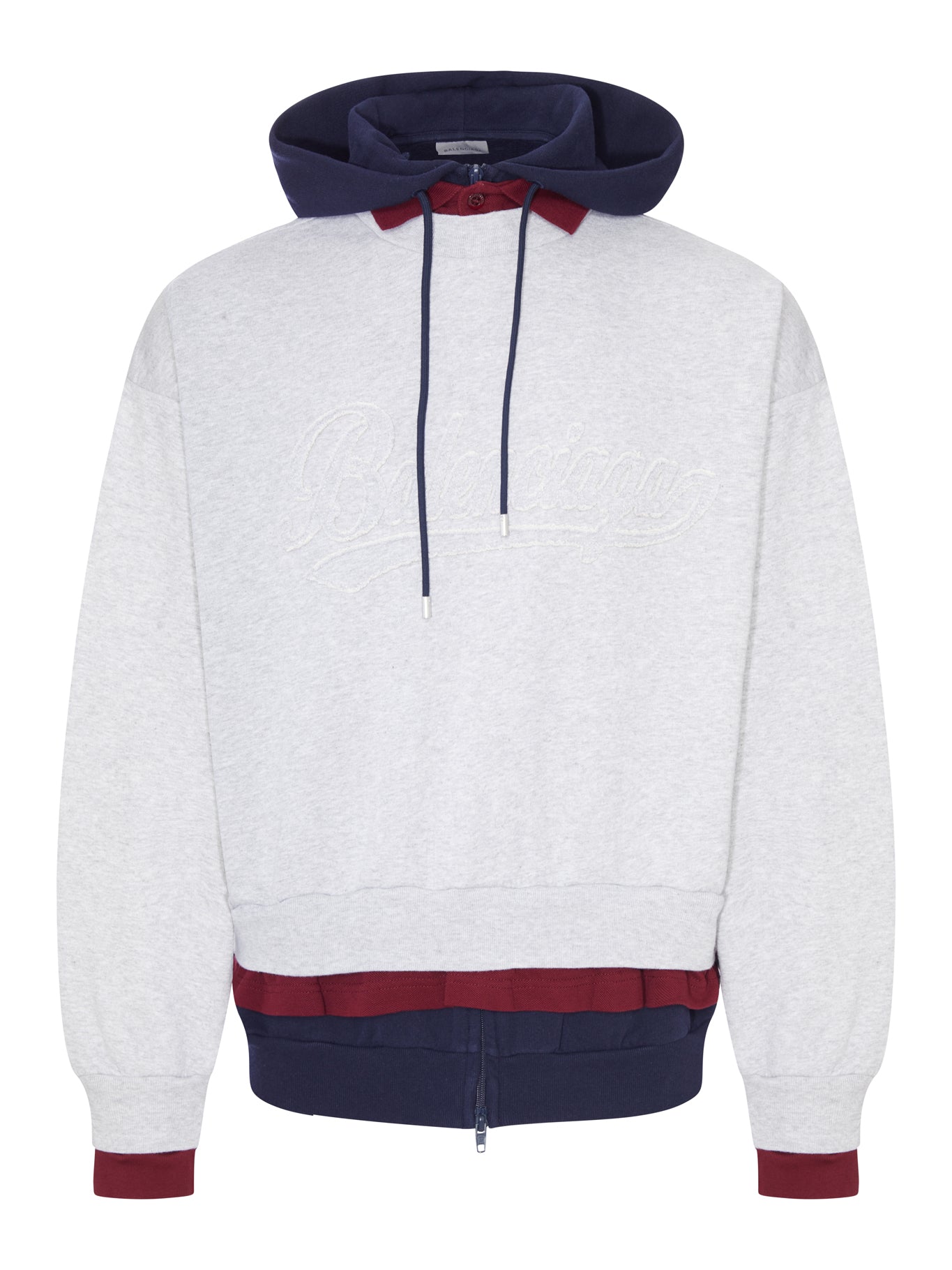 LAYERED DRY MOLLETON HOODIE WITH FRAYED LETTERING