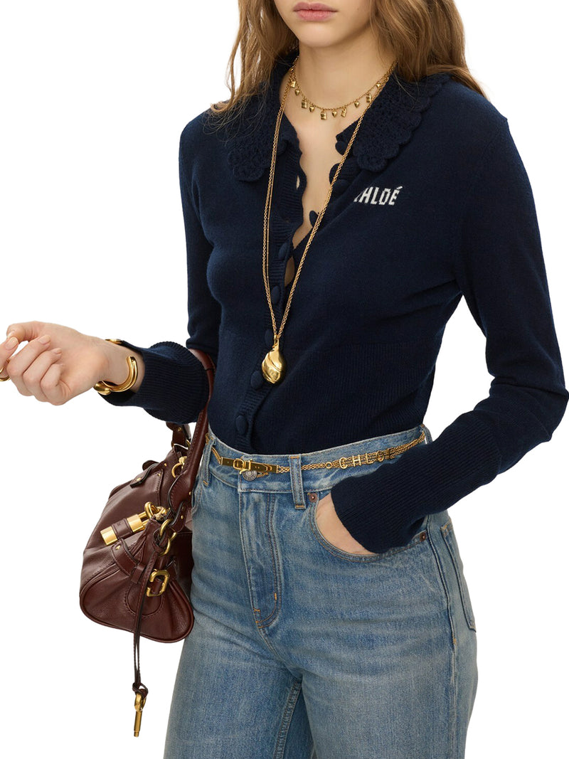 FITTED LOGO CARDIGAN IN A WOOL KNIT