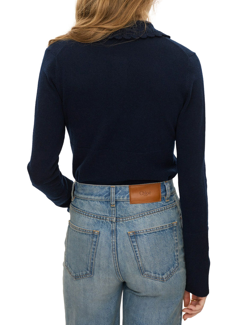 FITTED LOGO CARDIGAN IN A WOOL KNIT