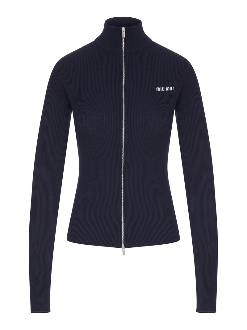 RIBBED ZIP-UP CARDIGAN