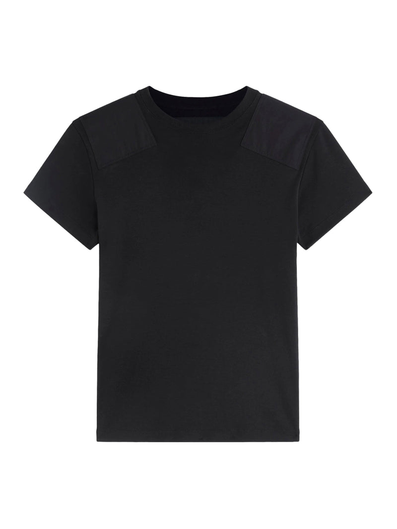 BLACK COTTON PATCHED T-SHIRT