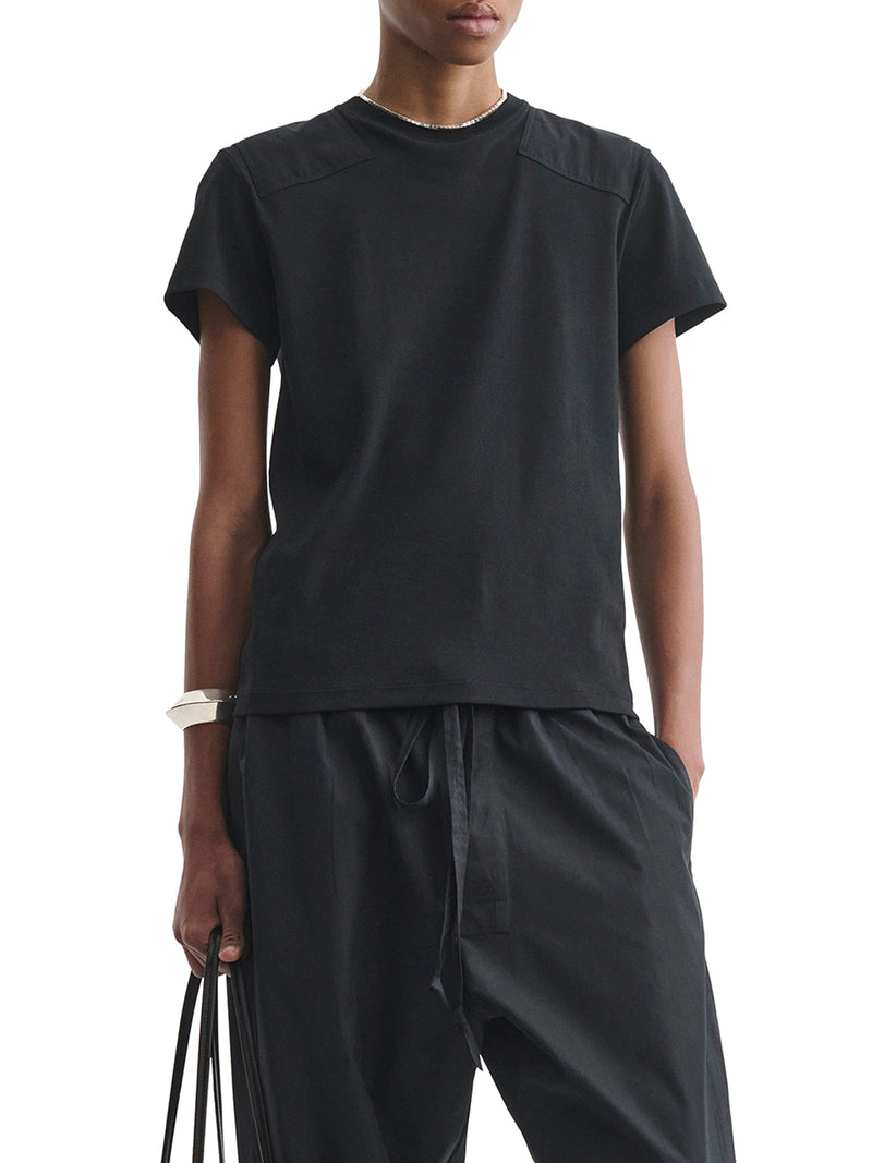 BLACK COTTON PATCHED T-SHIRT