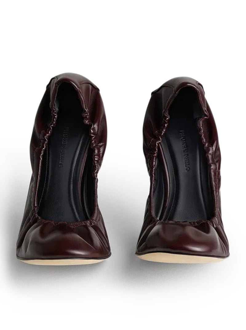 PUCKER PUMP 100 IN BURGUNDY LEATHER