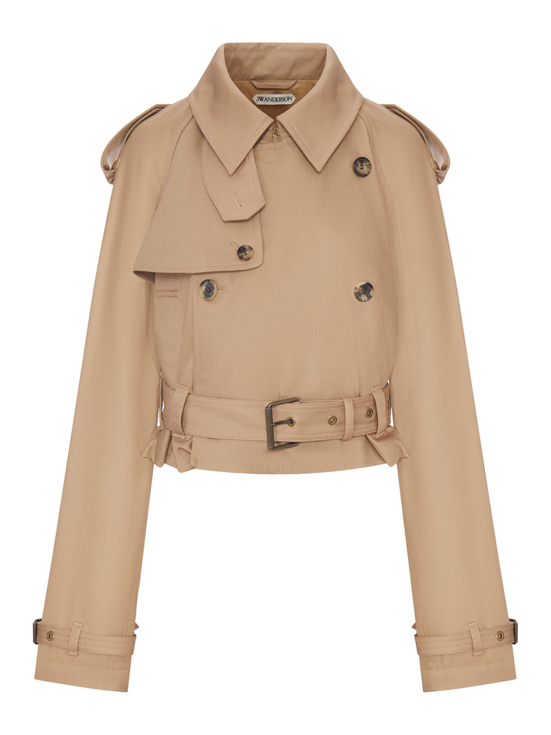 WOMENS CROPPED TRENCH IN BEIGE