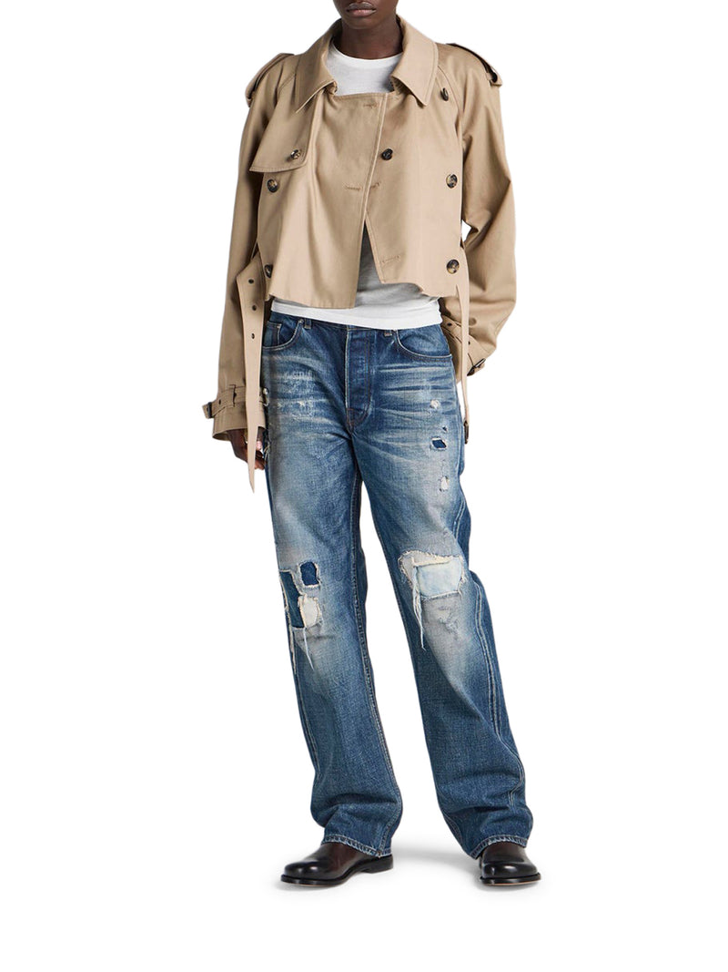 WOMENS CROPPED TRENCH IN BEIGE