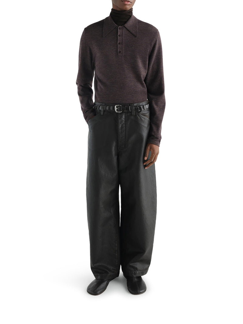 LONG-SLEEVED POLO SHIRT IN PREMIUM MOULINÉ MERINO WOOL