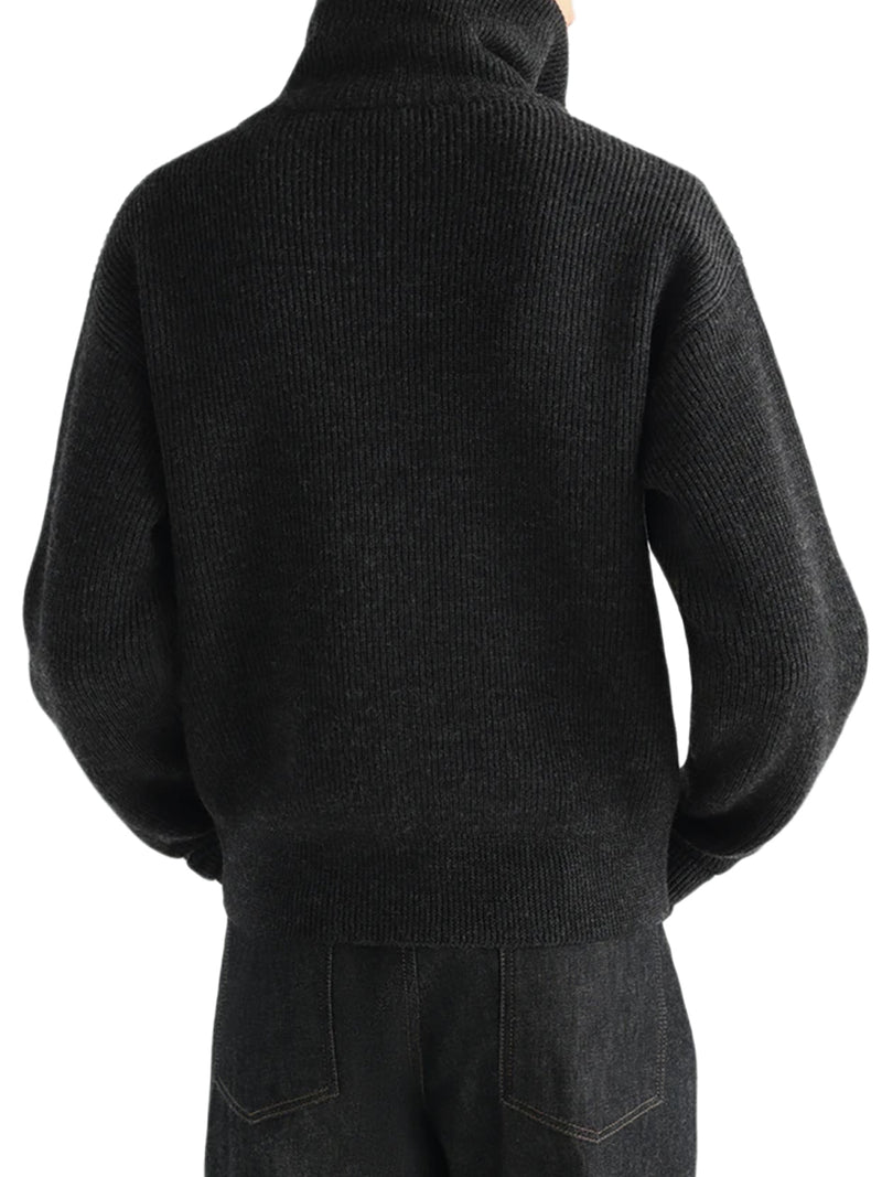 ZIP-UP WOOL CARDIGAN WITH A MÉLANGE EFFECT