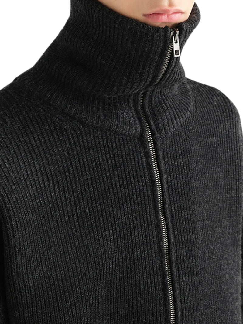 ZIP-UP WOOL CARDIGAN WITH A MÉLANGE EFFECT