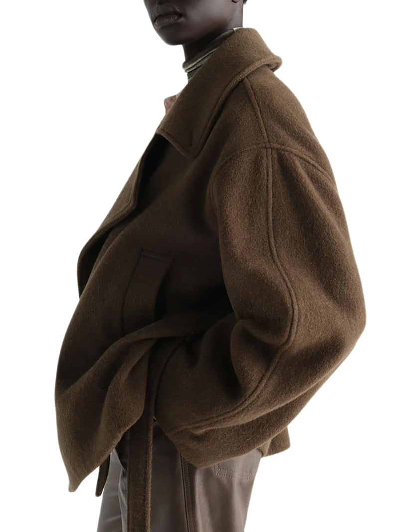 SHORT WOOL-BLEND JACKET WITH BELT