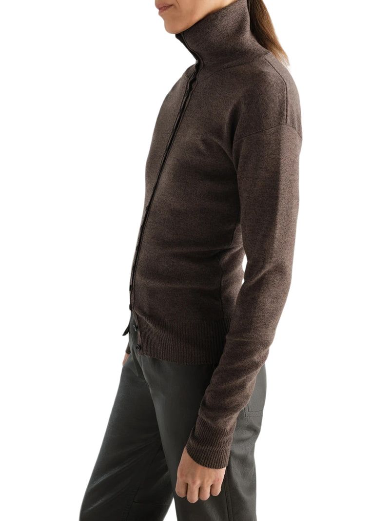 FINE WOOL BUTTON-FRONT CARDIGAN