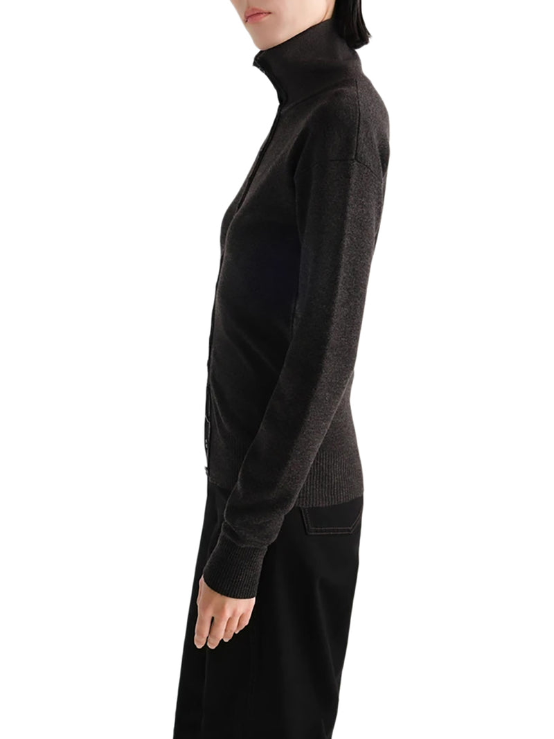 FINE WOOL BUTTON-FRONT CARDIGAN
