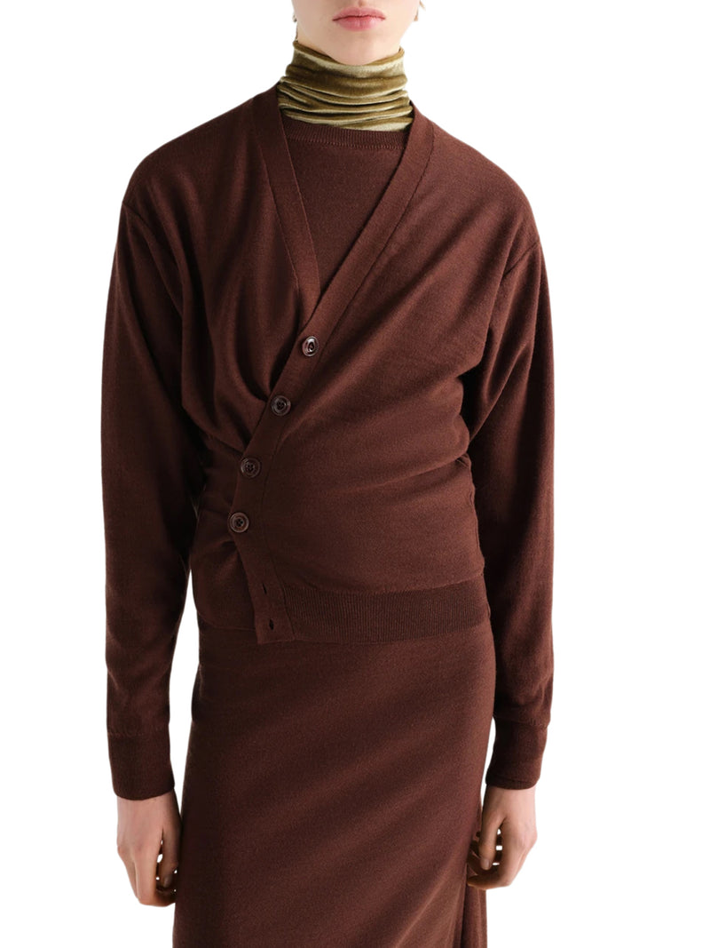 RELAXED TWISTED CARDIGAN IN MERINO BLEND