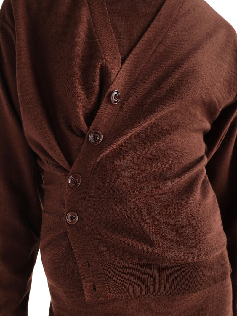 RELAXED TWISTED CARDIGAN IN MERINO BLEND