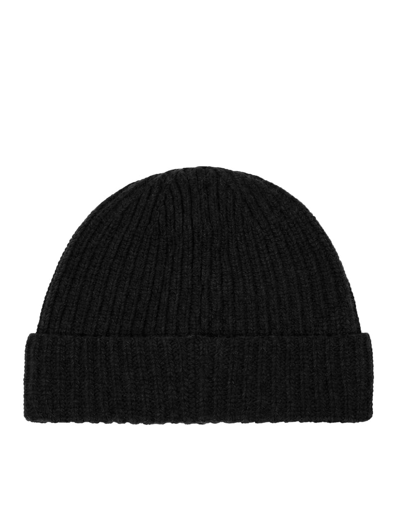 RIBBED KNIT BEANIE WITH COMPASS LOGO PATCH