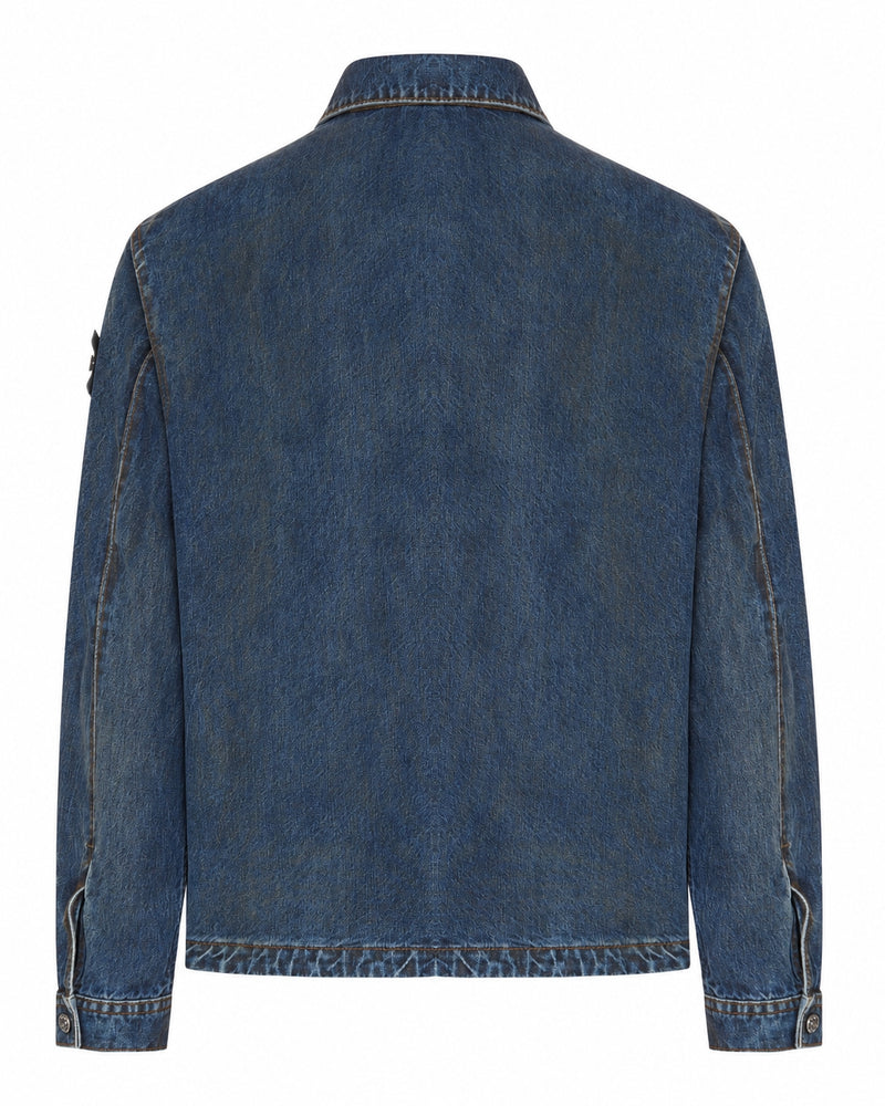 DENIM OVERSHIRT WITH STONE ISLAND BADGE