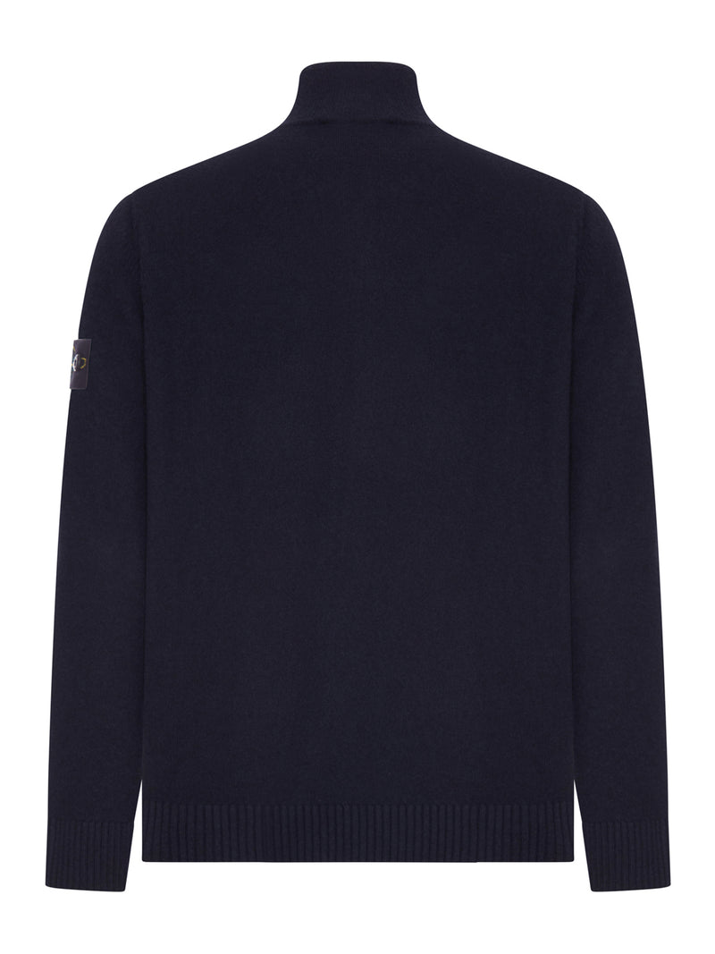 FULL ZIP WOOL SWEATER WITH HIGH NECK