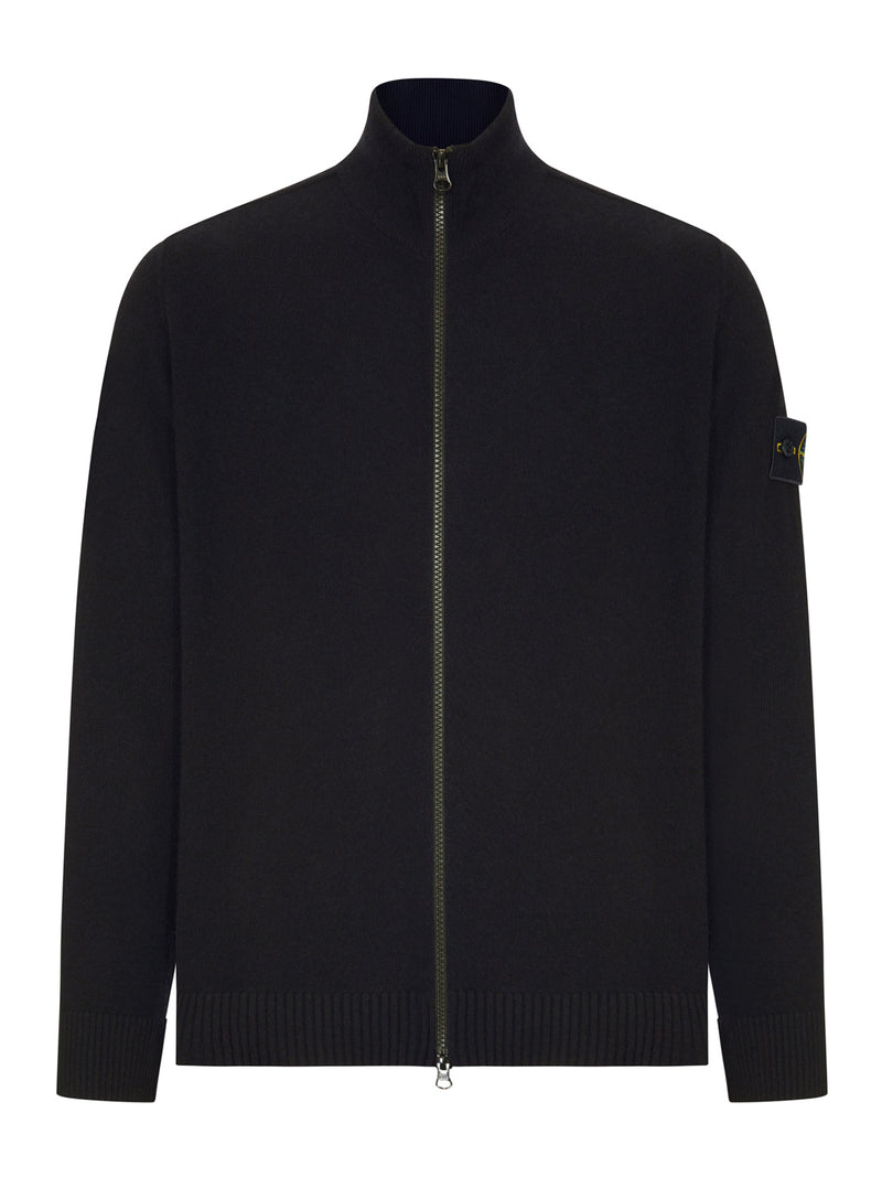 FULL ZIP WOOL SWEATER WITH HIGH NECK