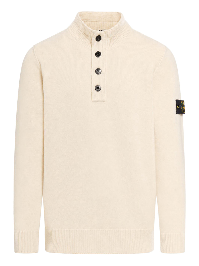 REGULAR FIT SWEATER WITH SHORT ZIP AND FAKE BUTTONS