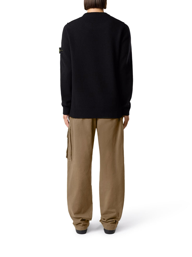 MELANGE EFFECT SWEATER WITH COMPASS LOGO