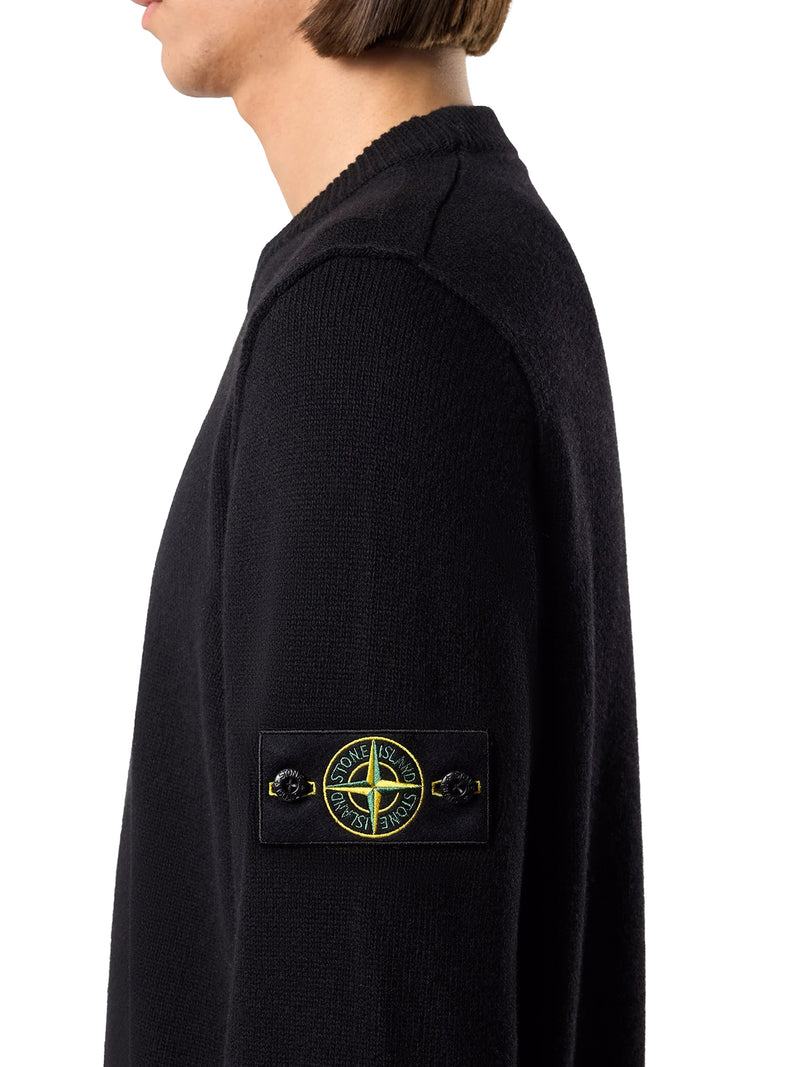 MELANGE EFFECT SWEATER WITH COMPASS LOGO