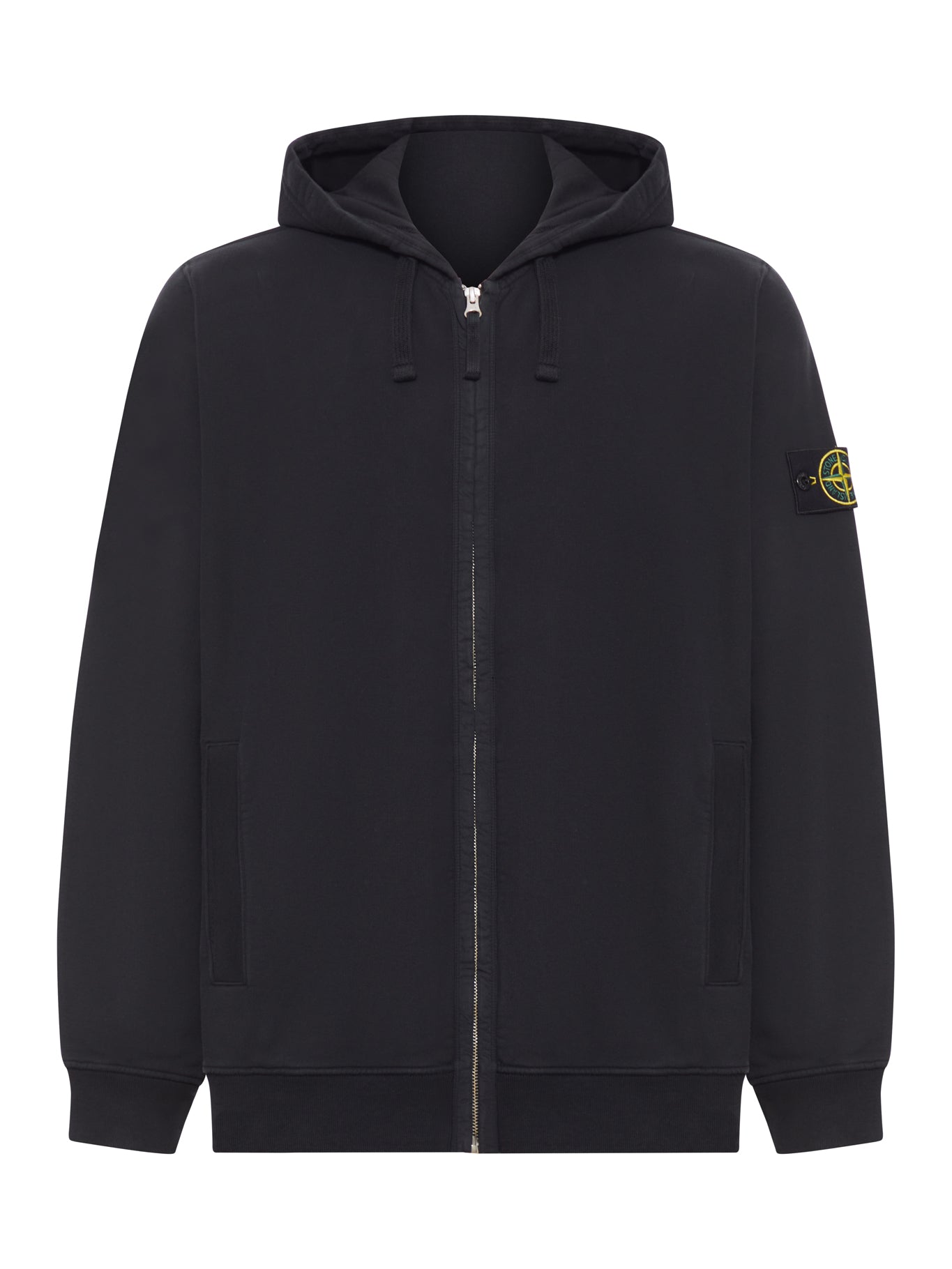COTTON SWEATSHIRT WITH ZIP, HOOD AND COMPASS LOGO