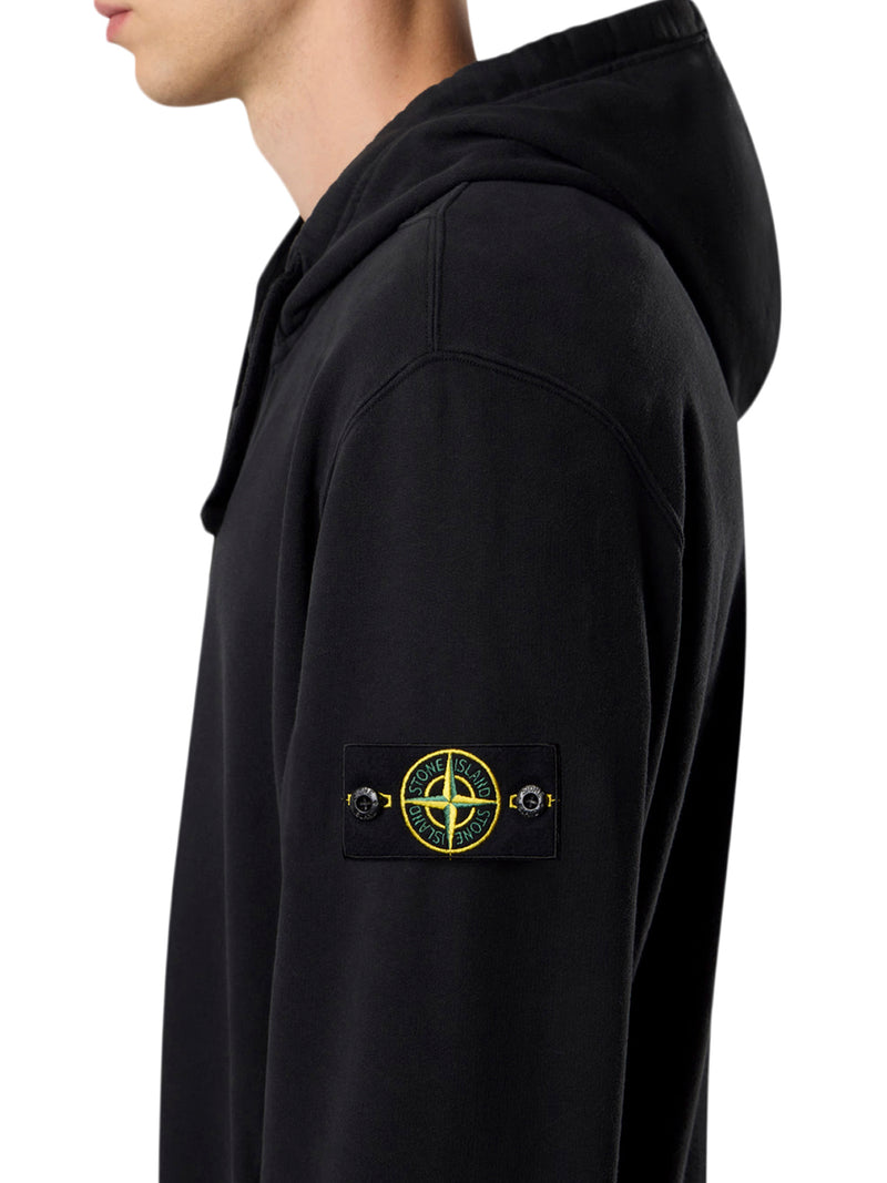 COTTON SWEATSHIRT WITH ZIP, HOOD AND COMPASS LOGO