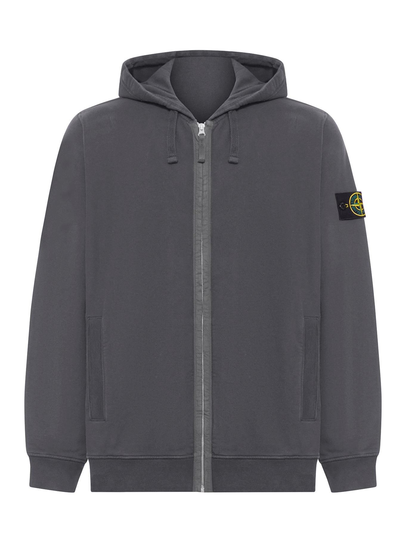 COTTON SWEATSHIRT WITH ZIP, HOOD AND COMPASS LOGO