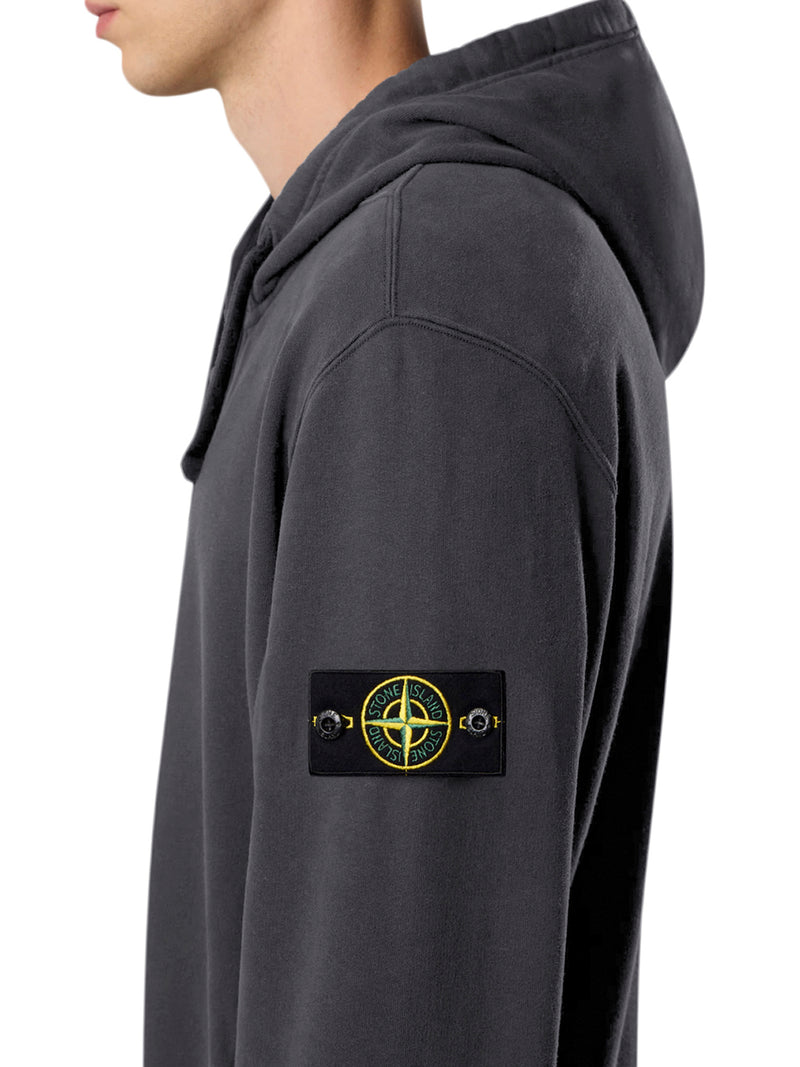 COTTON SWEATSHIRT WITH ZIP, HOOD AND COMPASS LOGO