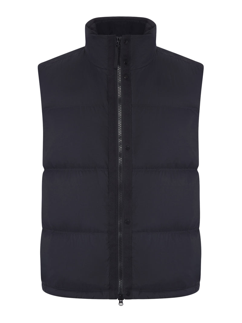 QUILTED NYLON DOWN VEST WITH HIGH COLLAR
