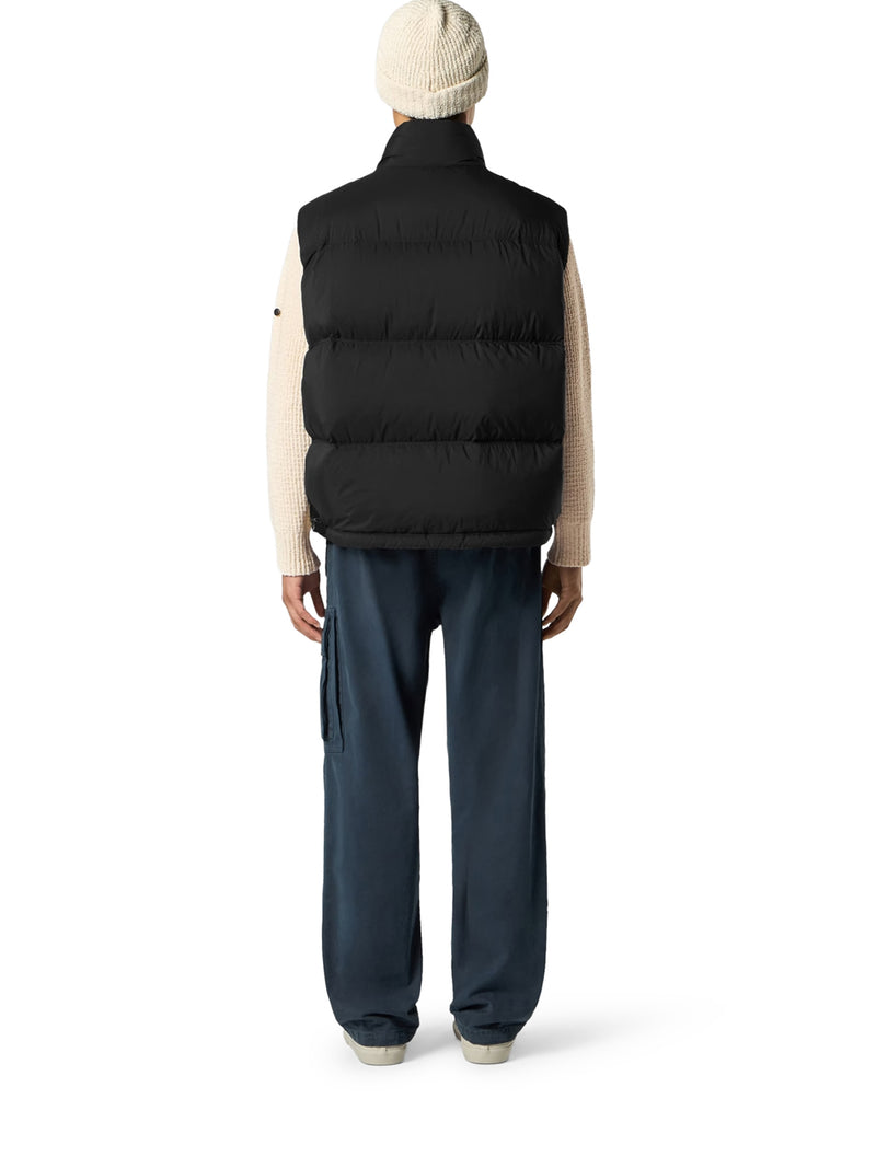 QUILTED NYLON DOWN VEST WITH HIGH COLLAR