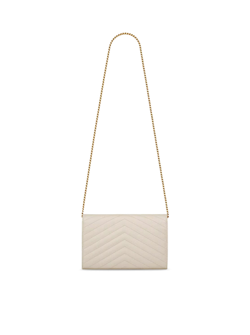 LEATHER CLUTCH WITH CHAIN AND CASSANDRE LOGO