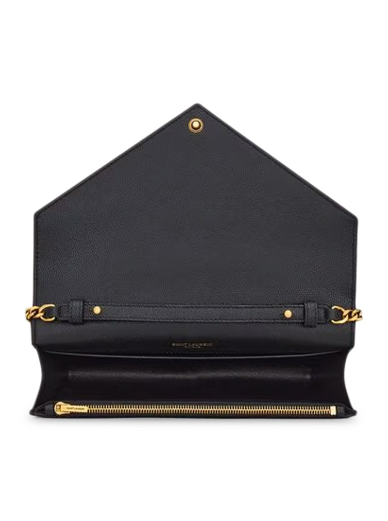 PARIS WALLET WITH CHAIN IN GRAIN DE POUDRE EMBOSSED LEATHER