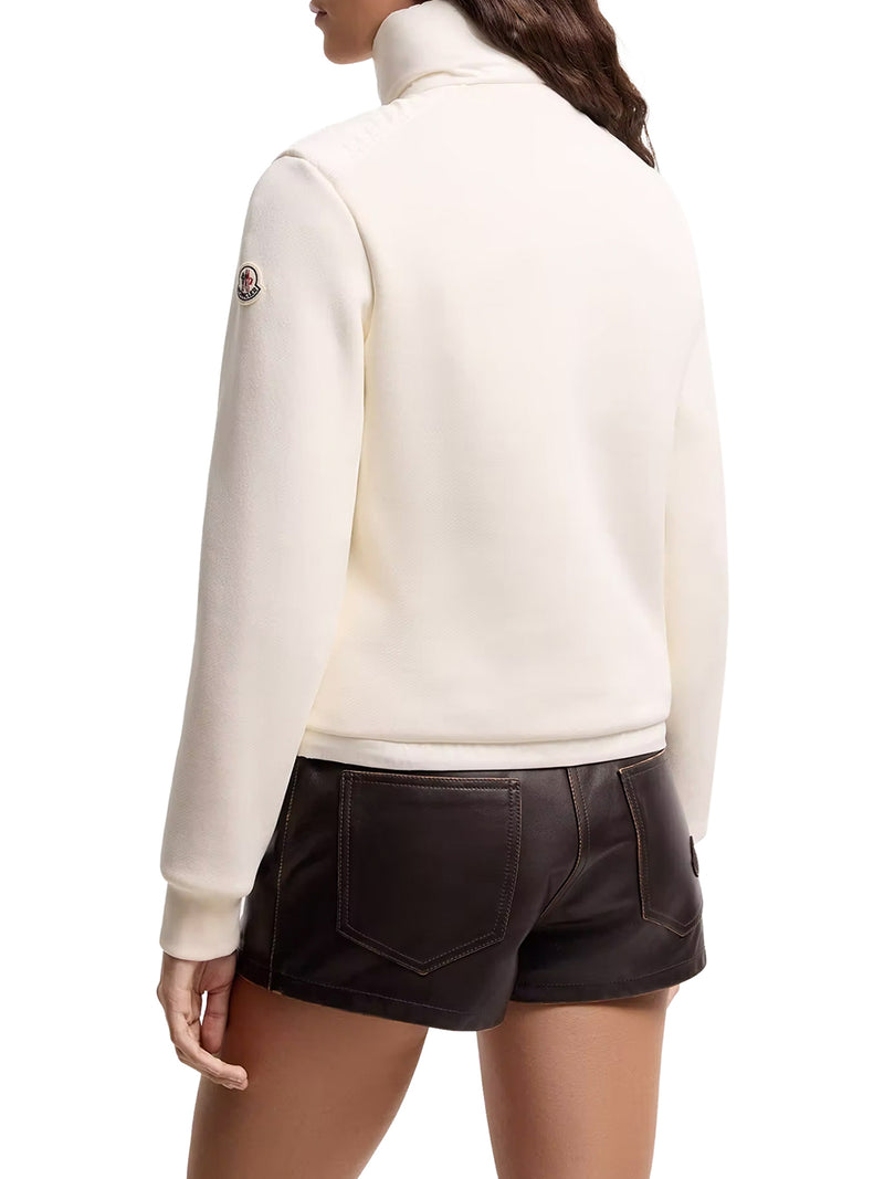 COTTON ZIP-UP SWEATSHIRT WITH NYLON FRONT