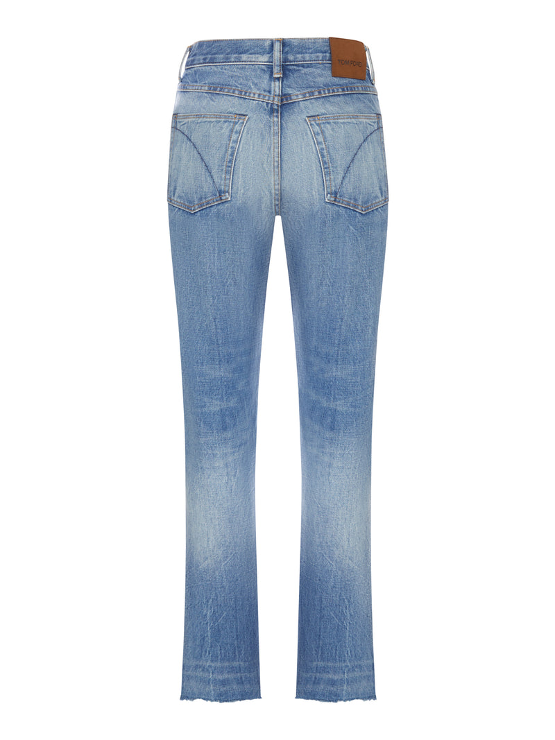 SLIM BOOTCUT JEANS IN WASHED DENIM