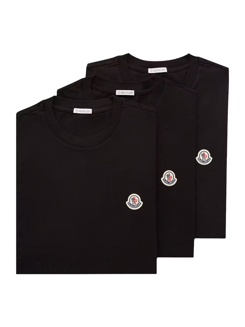 COTTON T-SHIRT WITH LOGO PATCH (SET OF THREE)