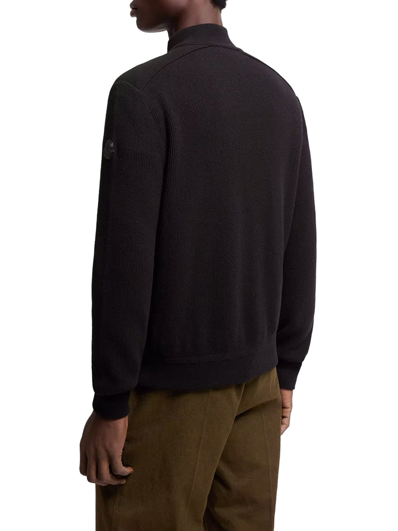 PADDED ZIP-UP CARDIGAN IN A WOOL AND CASHMERE BLEND