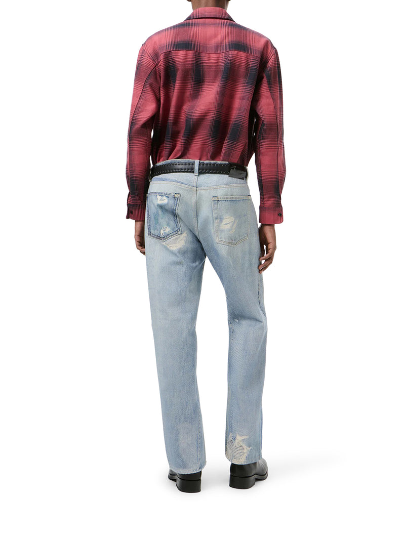 THIRD CUT COTTON JEANS WITH DIGITAL PRINT