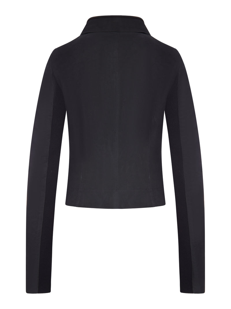 BIKER JACKET WITH WIDE WRAP COLLAR
