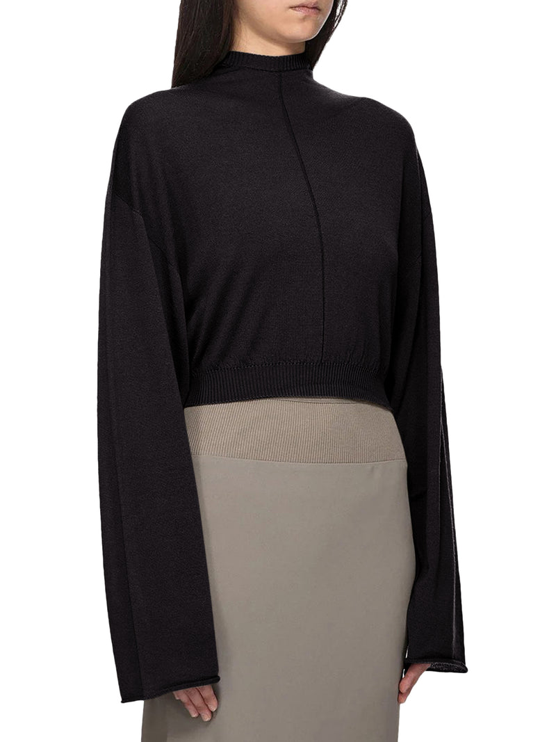 CROPPED KNIT SWEATER WITH HOOD