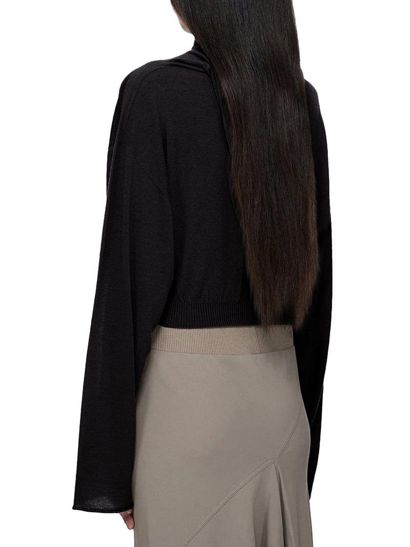 CROPPED KNIT SWEATER WITH HOOD