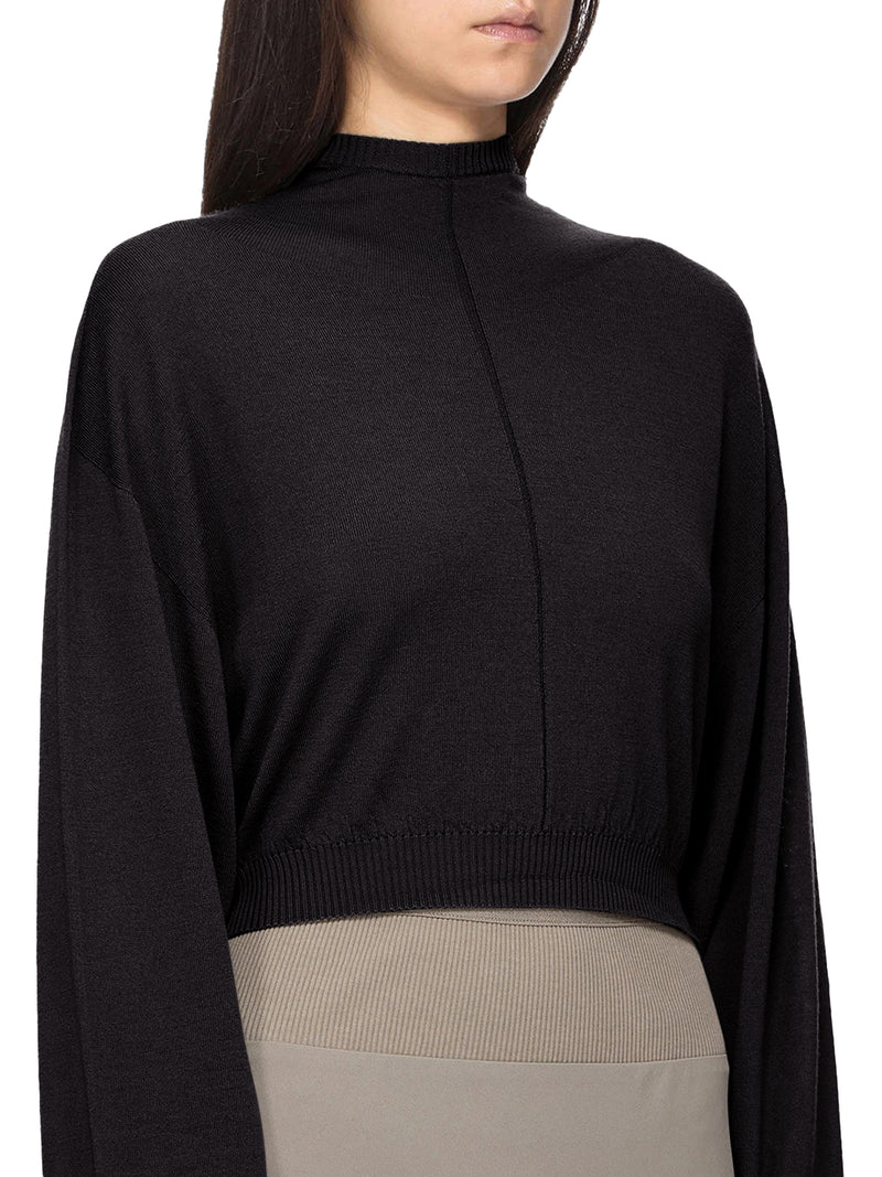 CROPPED KNIT SWEATER WITH HOOD