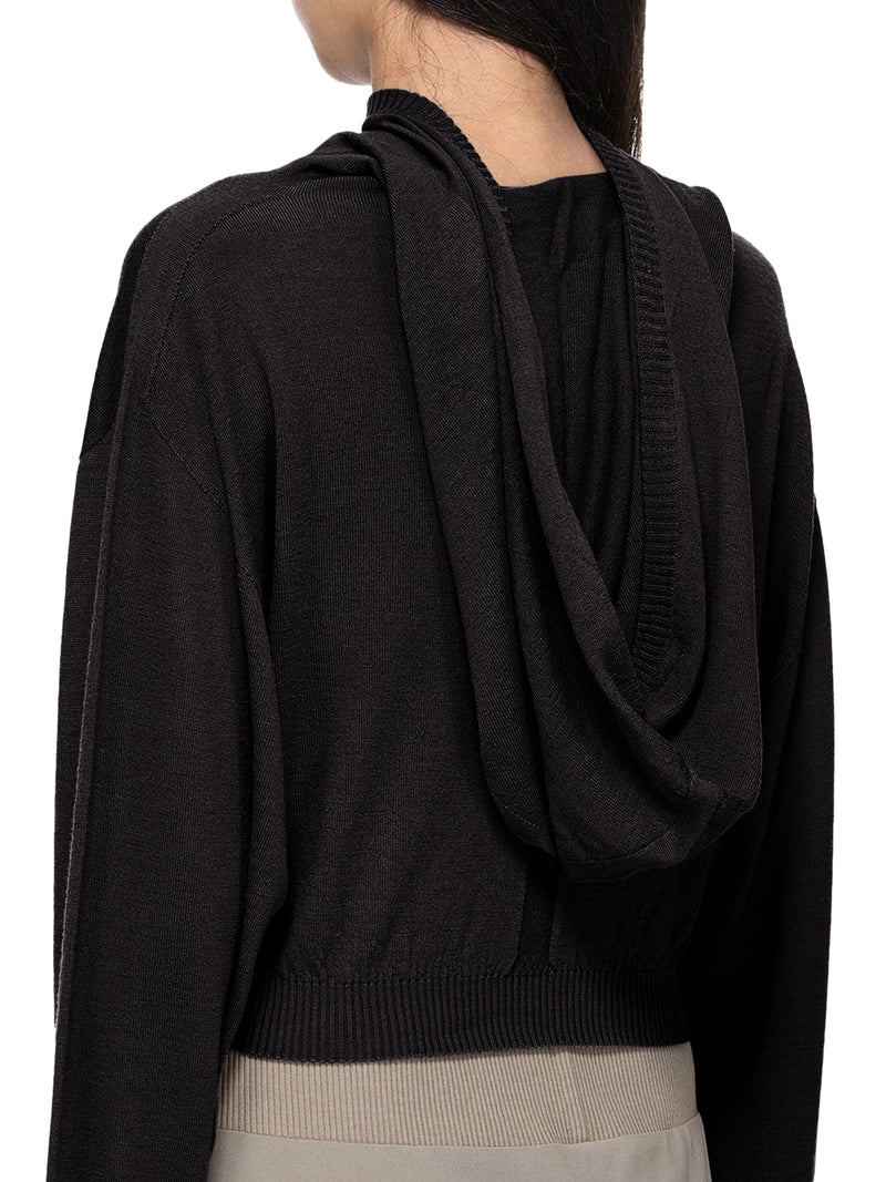 CROPPED KNIT SWEATER WITH HOOD