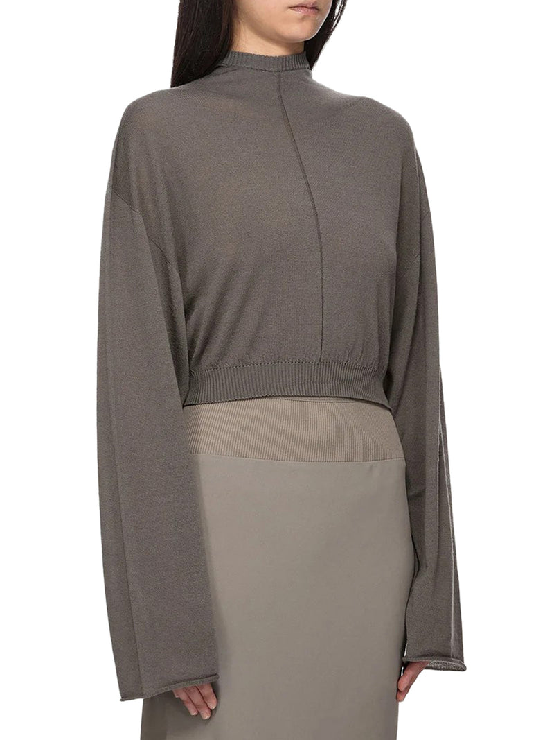 CROPPED KNIT SWEATER WITH HOOD