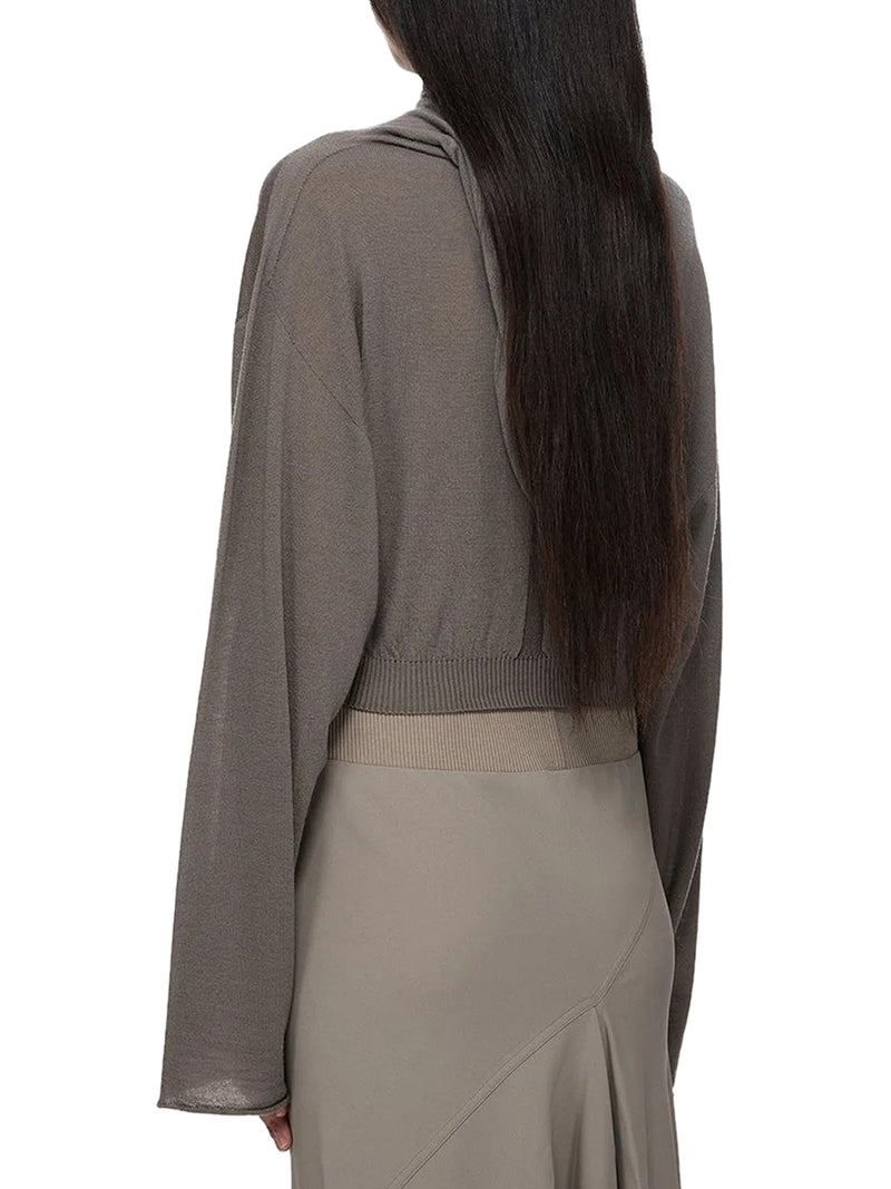 CROPPED KNIT SWEATER WITH HOOD