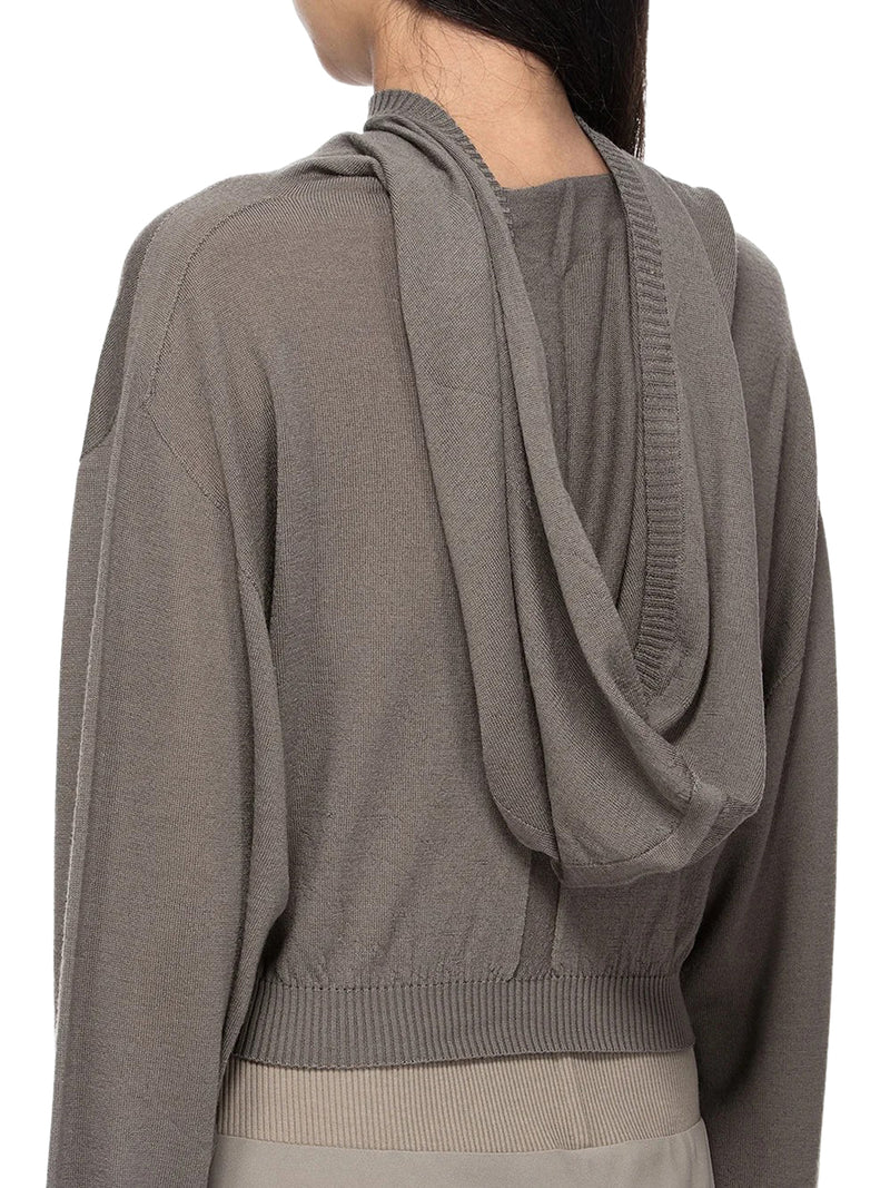 CROPPED KNIT SWEATER WITH HOOD