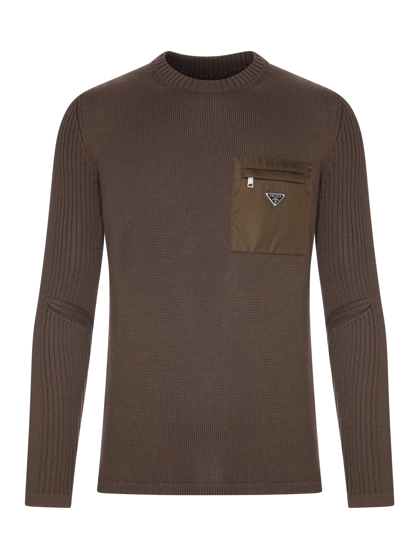 WOOL SWEATER WITH RE-NYLON POCKET