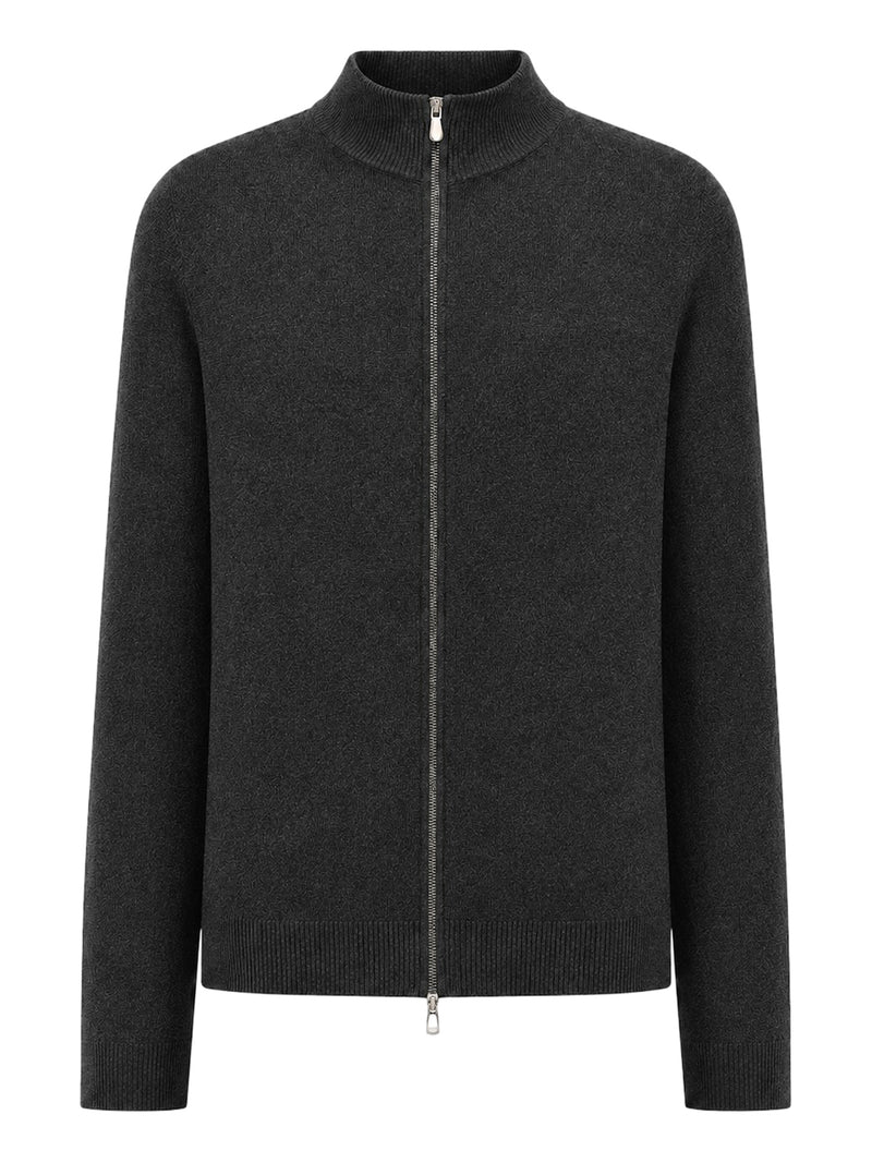 CASHMERE ZIP-UP CARDIGAN